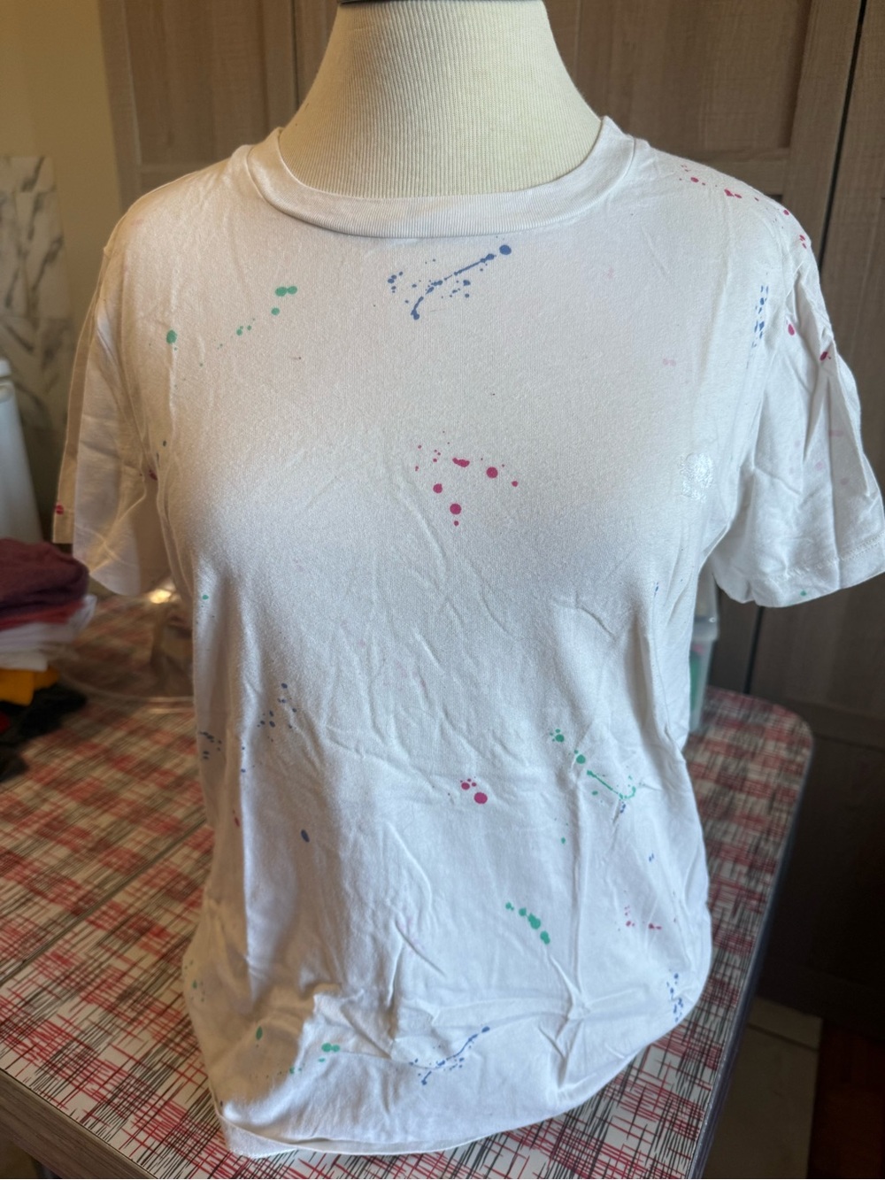 Roots White Short-Sleeve Tee with Paint Splatter